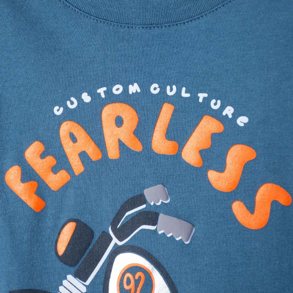 LITTLEMIC - Camiseta LittleMic azul y gris estampada en frente para niño