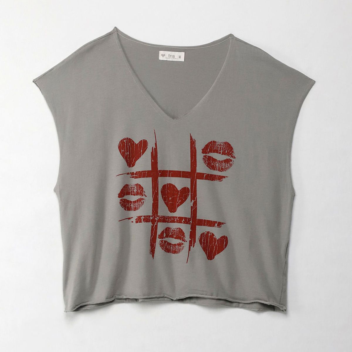 TENNIS - Camiseta Boxy fit manga sisa gris para mujer