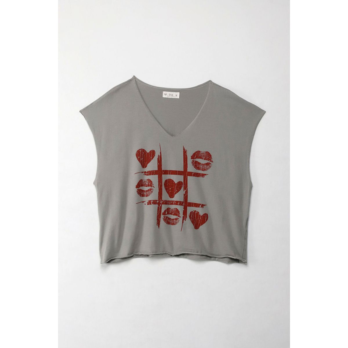 TENNIS - Camiseta Boxy fit manga sisa gris para mujer