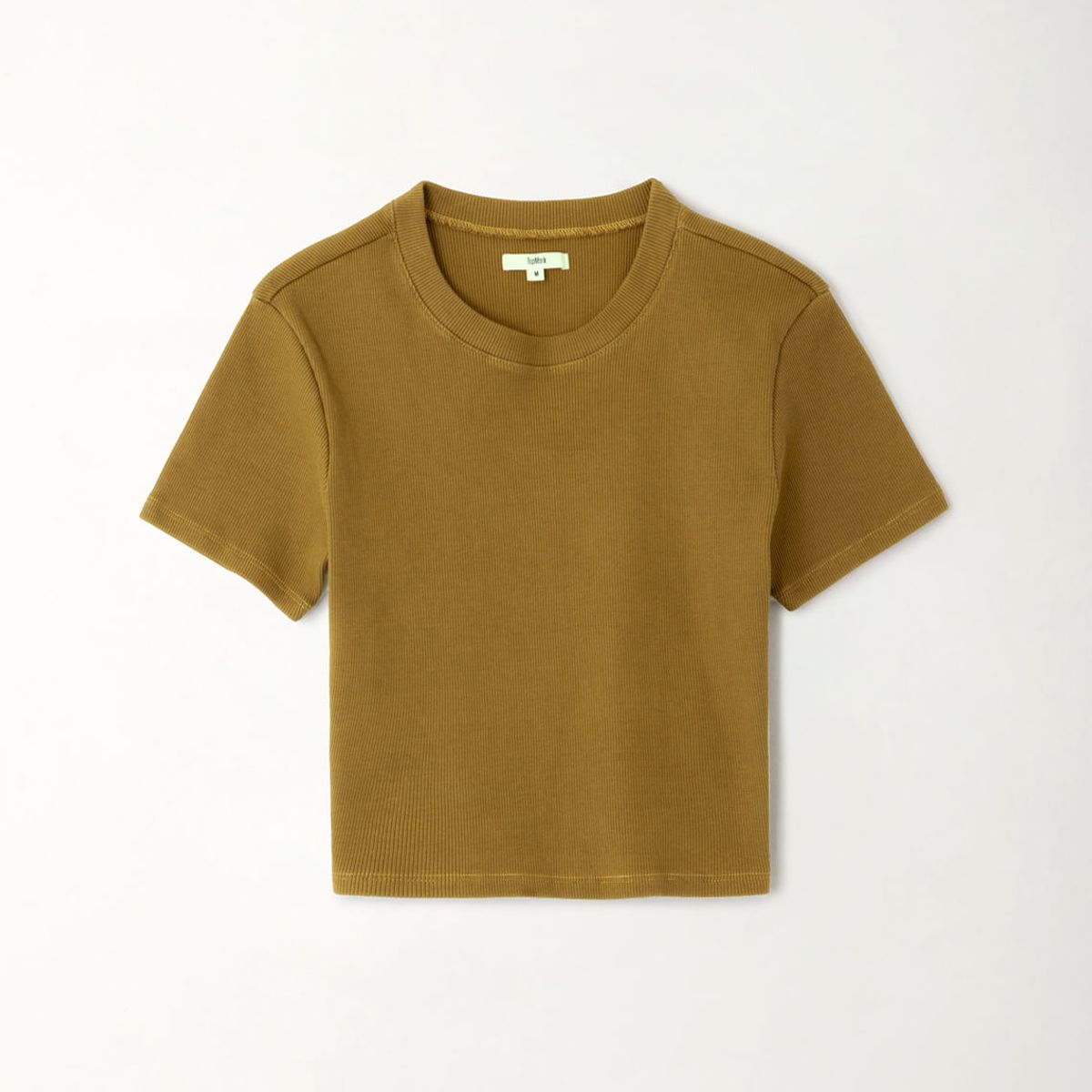 TOPMARK - Camiseta crop manga corta verde para mujer
