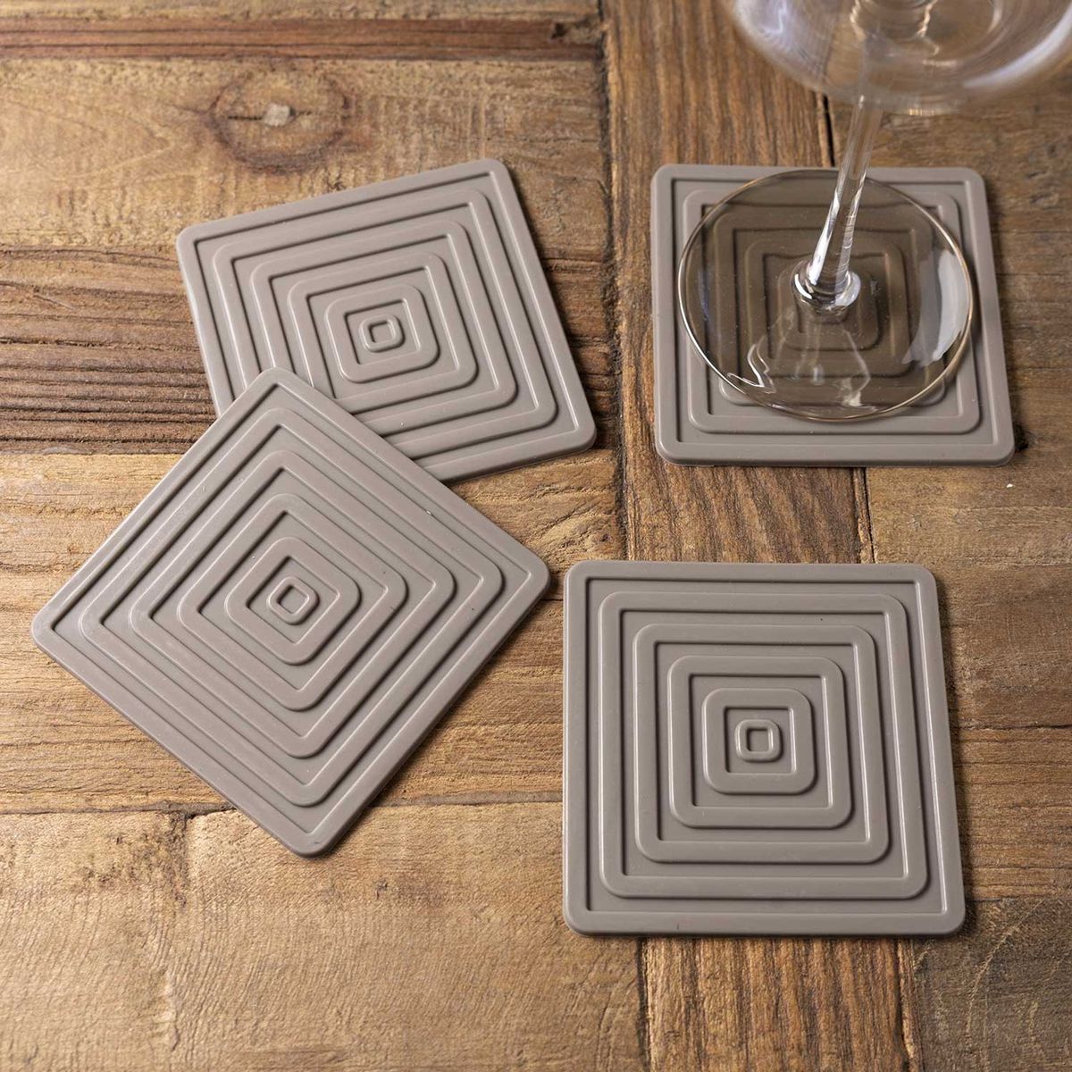 AMBIENTE GOURMET - Portavasos cuadro silicona gris