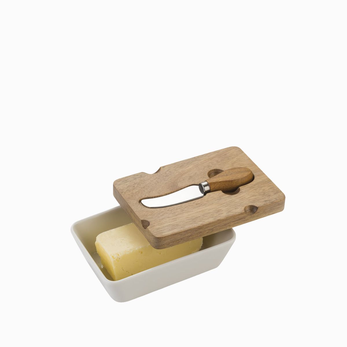 AMBIENTE GOURMET - Recipiente en ceramica con cuchillo para untar