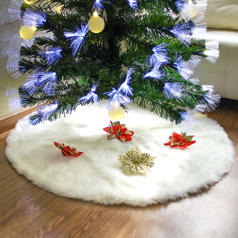 BANZAY - Pie de Árbol Navidad 120 cm Peludo - Blanco perla