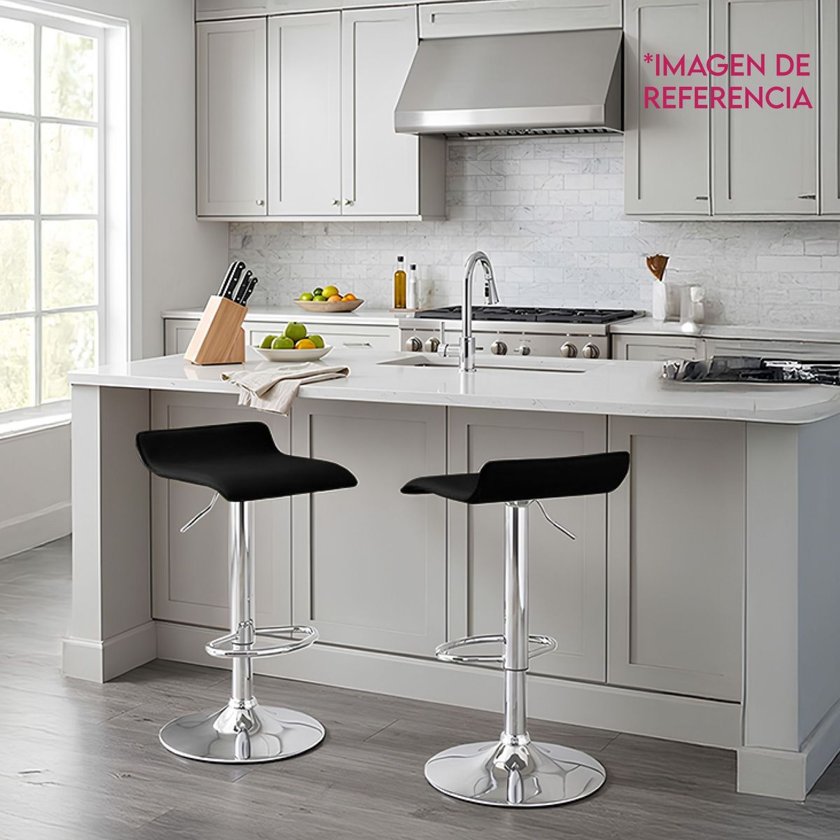DIMATEX LEON - Silla Bar Butaco Alta Giratoria Pvc Barra Cocina Reffresno