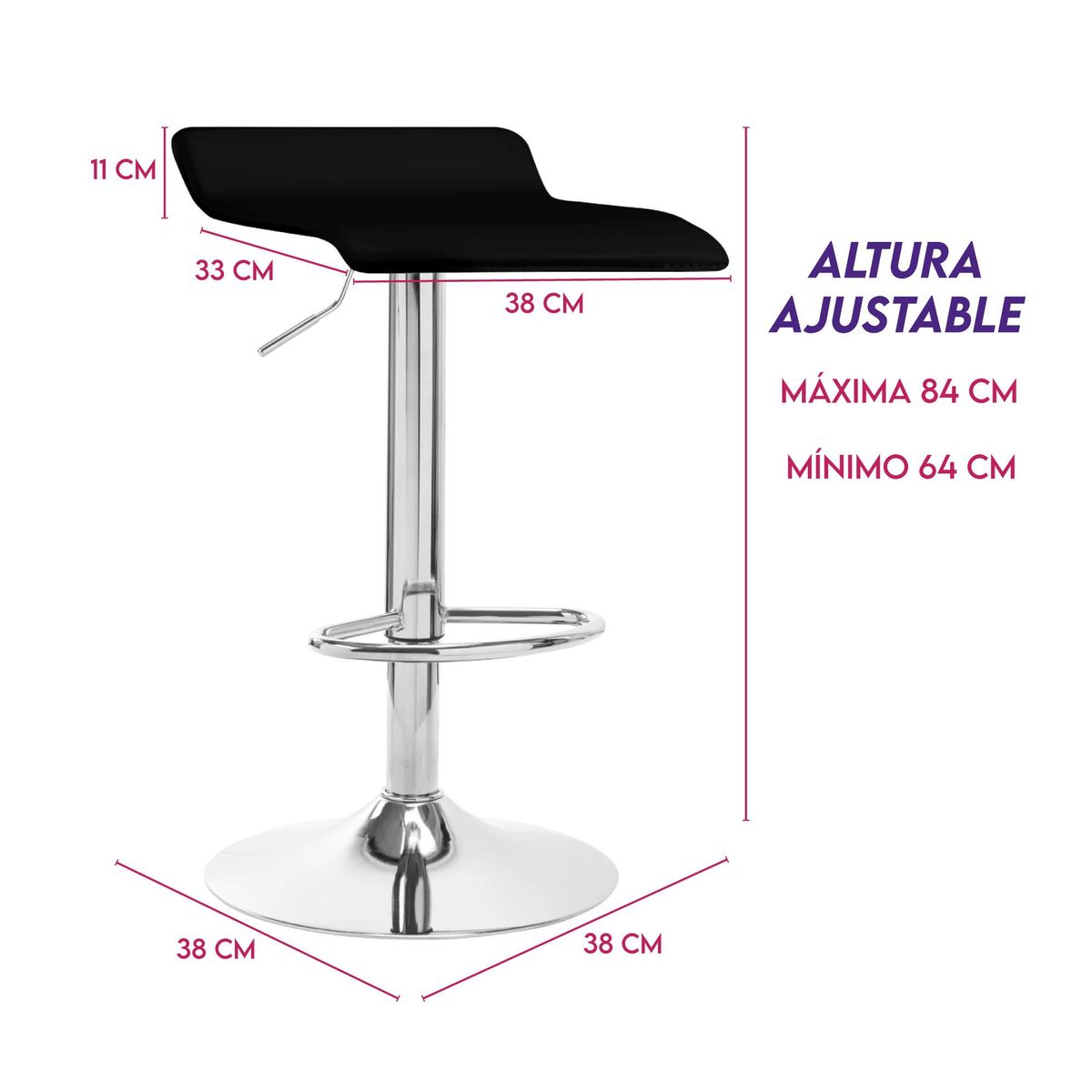 DIMATEX LEON - Silla Bar Butaco Alta Giratoria Pvc Barra Cocina Reffresno