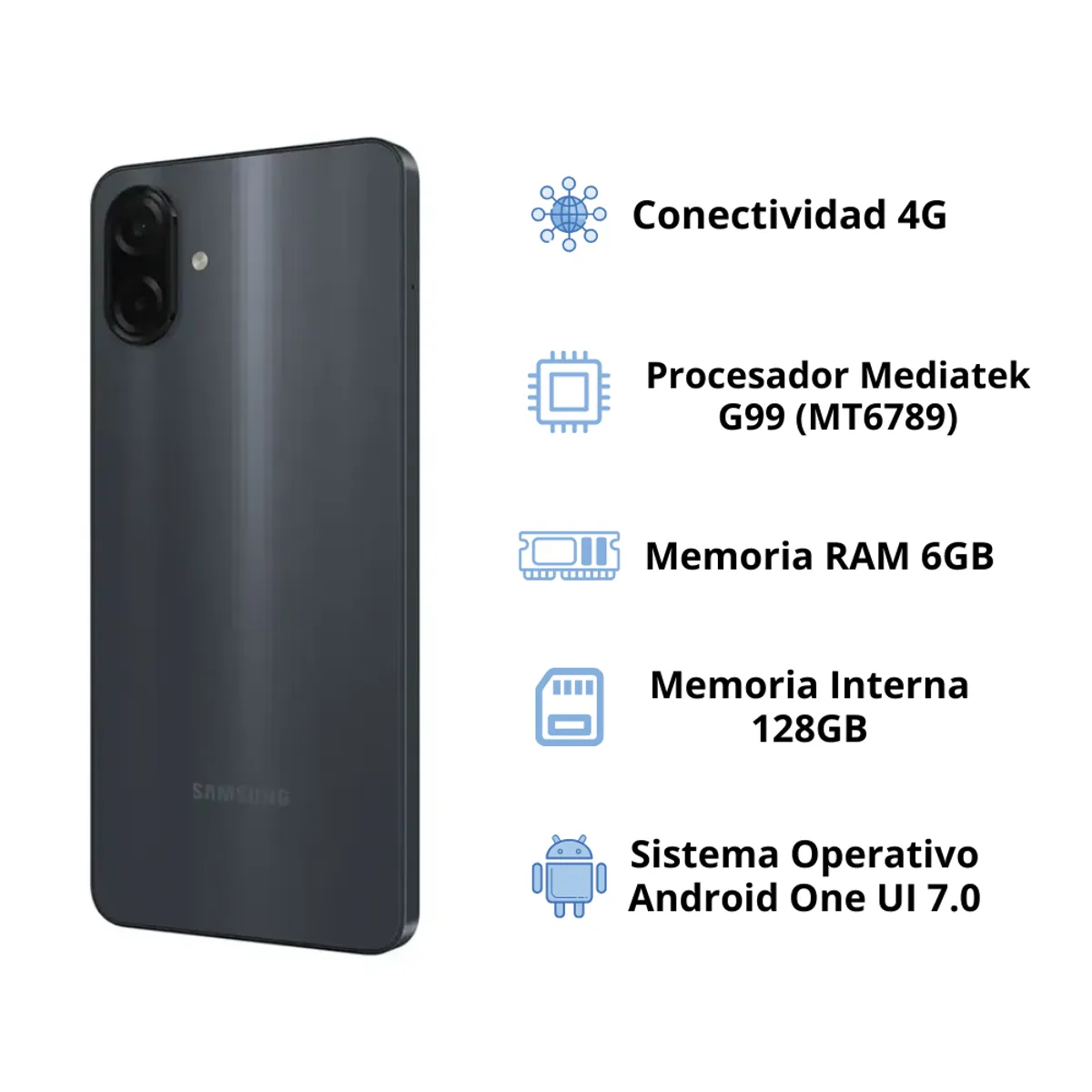 SAMSUNG - Celular Samsung Galaxy A07 128GB 6GB 4G Negro