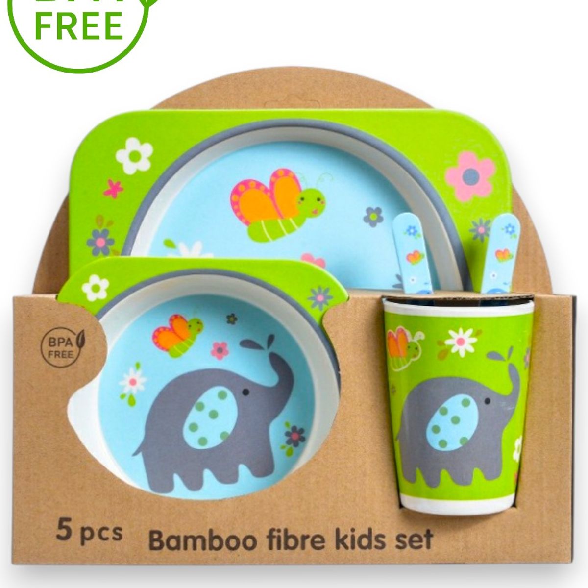 KIDSHOP - Set Vajilla Bambu 5 Piezas ZMD001 Elefante