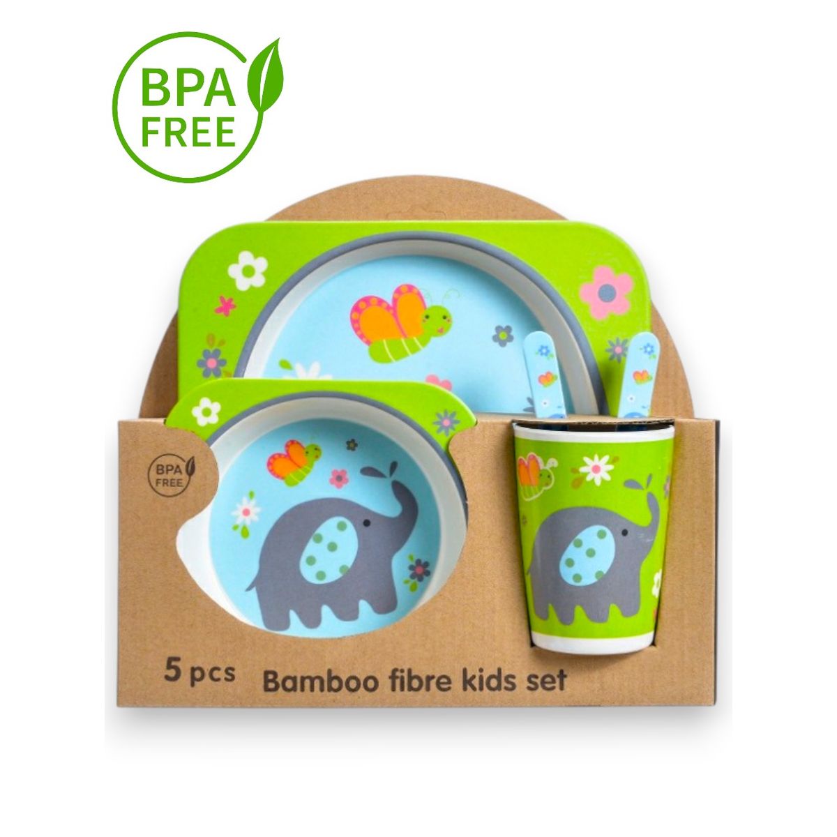 KIDSHOP - Set Vajilla Bambu 5 Piezas ZMD001 Elefante