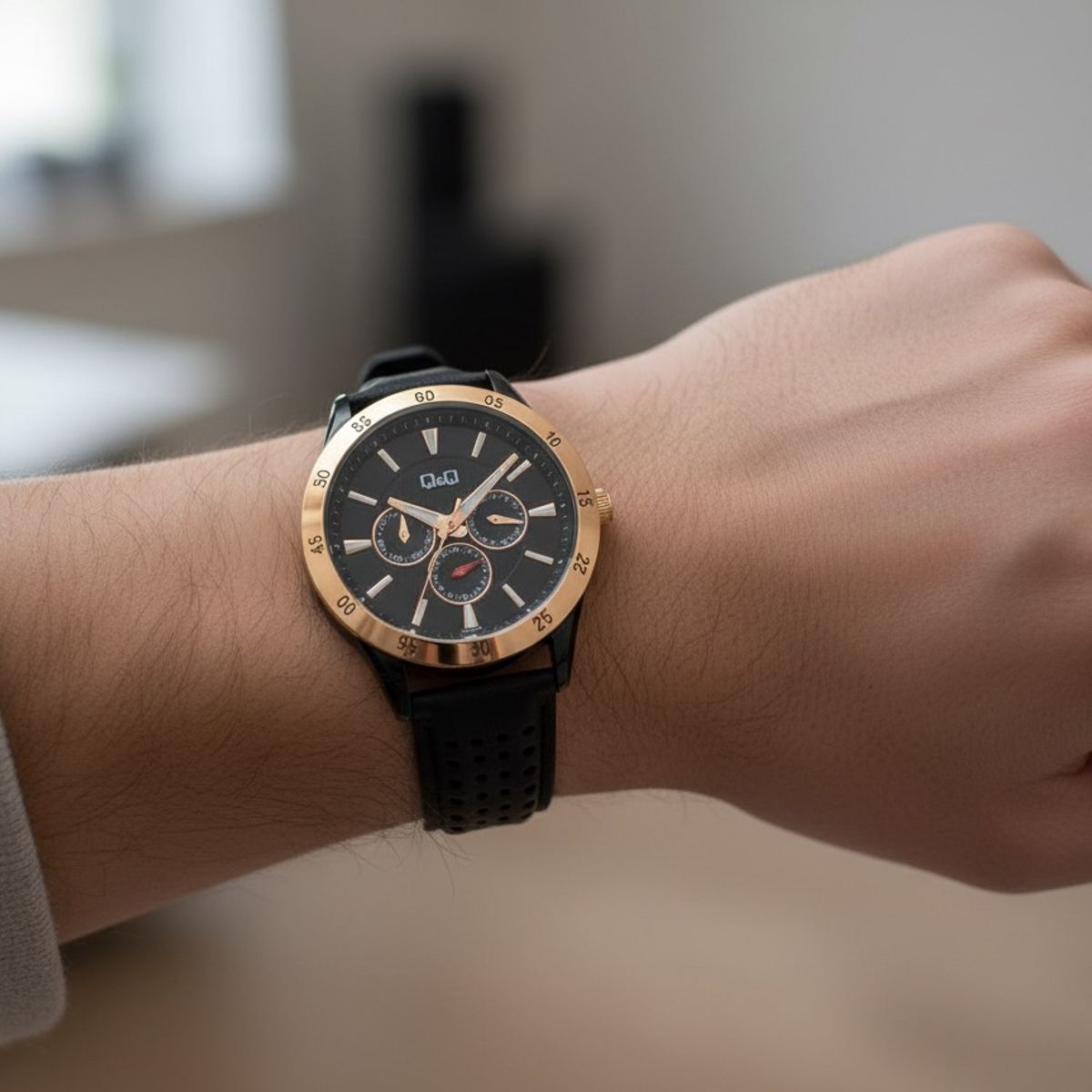 Q AND Q - Reloj  Q&Q Negro Multicalendario Para Hombre