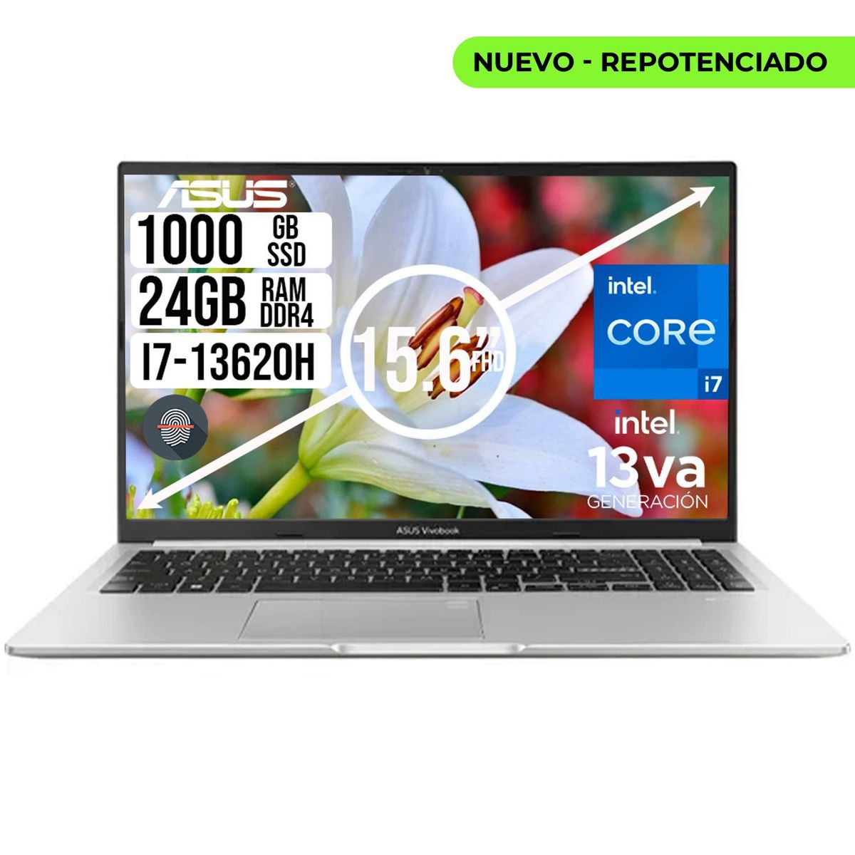 ASUS - PORTATIL ASUS VIVOBOOK INTEL I7-13620H SSD 1TB RAM 24GB LCD 15,6 FHD