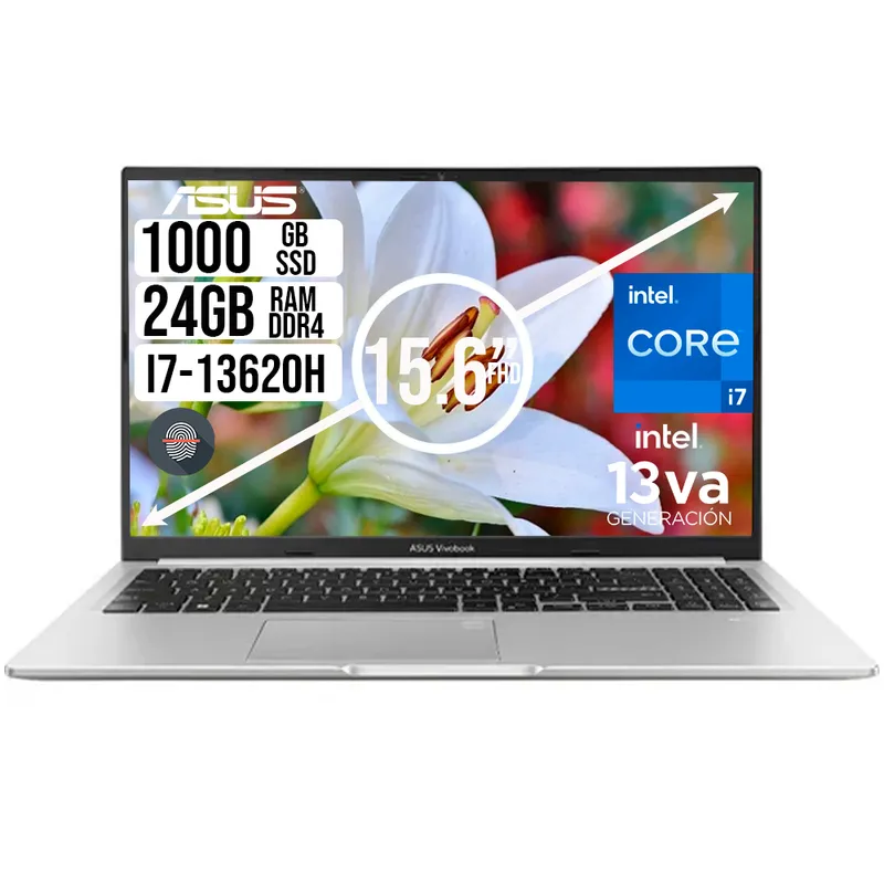 ASUS - PORTATIL ASUS VIVOBOOK INTEL I7-13620H SSD 1TB RAM 24GB LCD 15,6 FHD