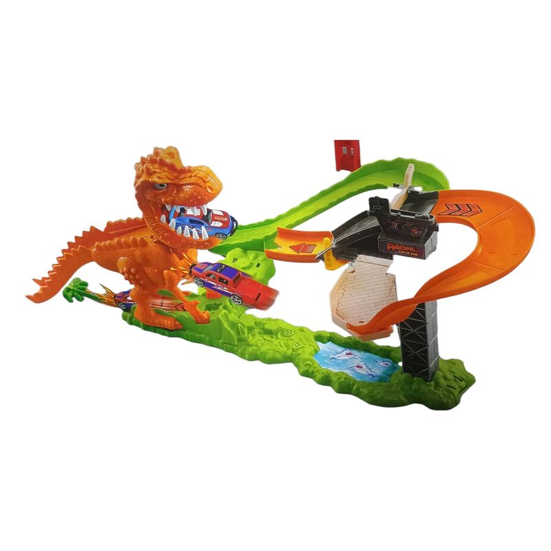 GENERICO - Pista Doble Grande De Dinosaurio Con 10 Carros Incluidos Pista De Carros