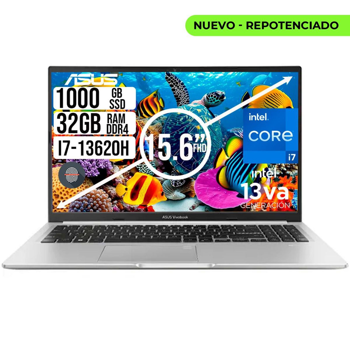 ASUS - PORTATIL ASUS VIVOBOOK INTEL I7-13620H SSD 1TB RAM 32GB LCD 15,6 FHD