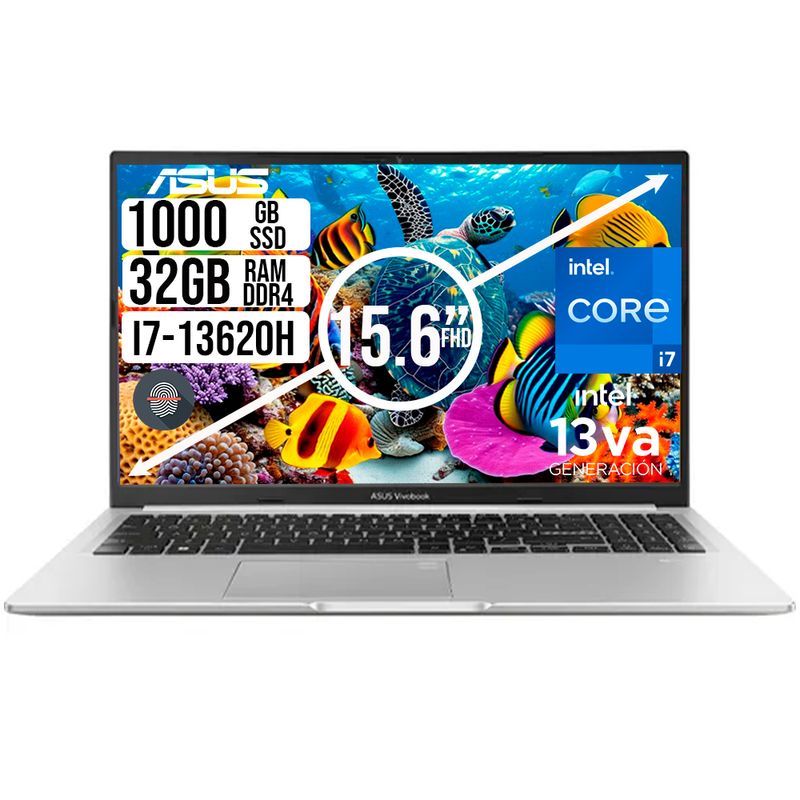 ASUS - PORTATIL ASUS VIVOBOOK INTEL I7-13620H SSD 1TB RAM 32GB LCD 15,6 FHD