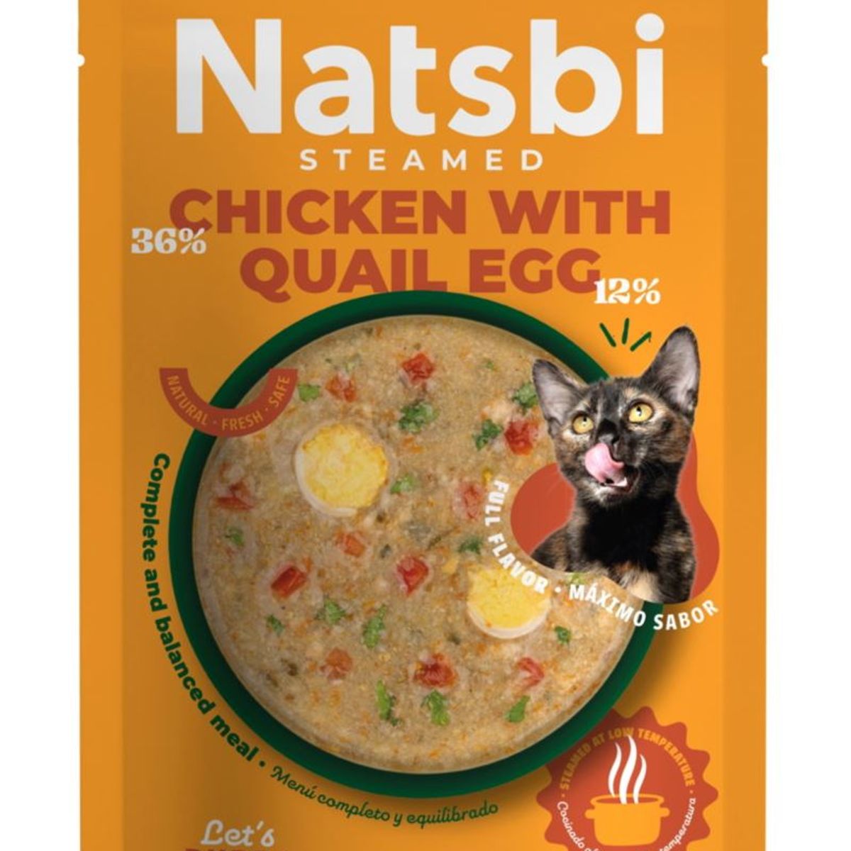 CATLIKE - Alimento Para Gato Al Vapor Natsbi Pollo Y Huevo 80g