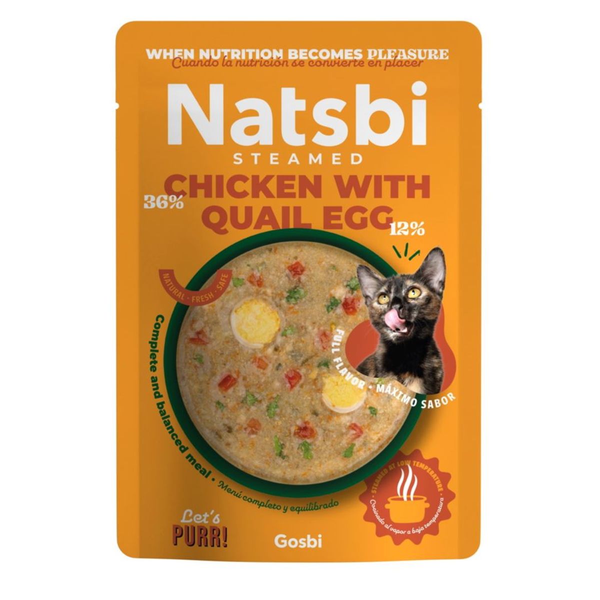 CATLIKE - Alimento Para Gato Al Vapor Natsbi Pollo Y Huevo 80g