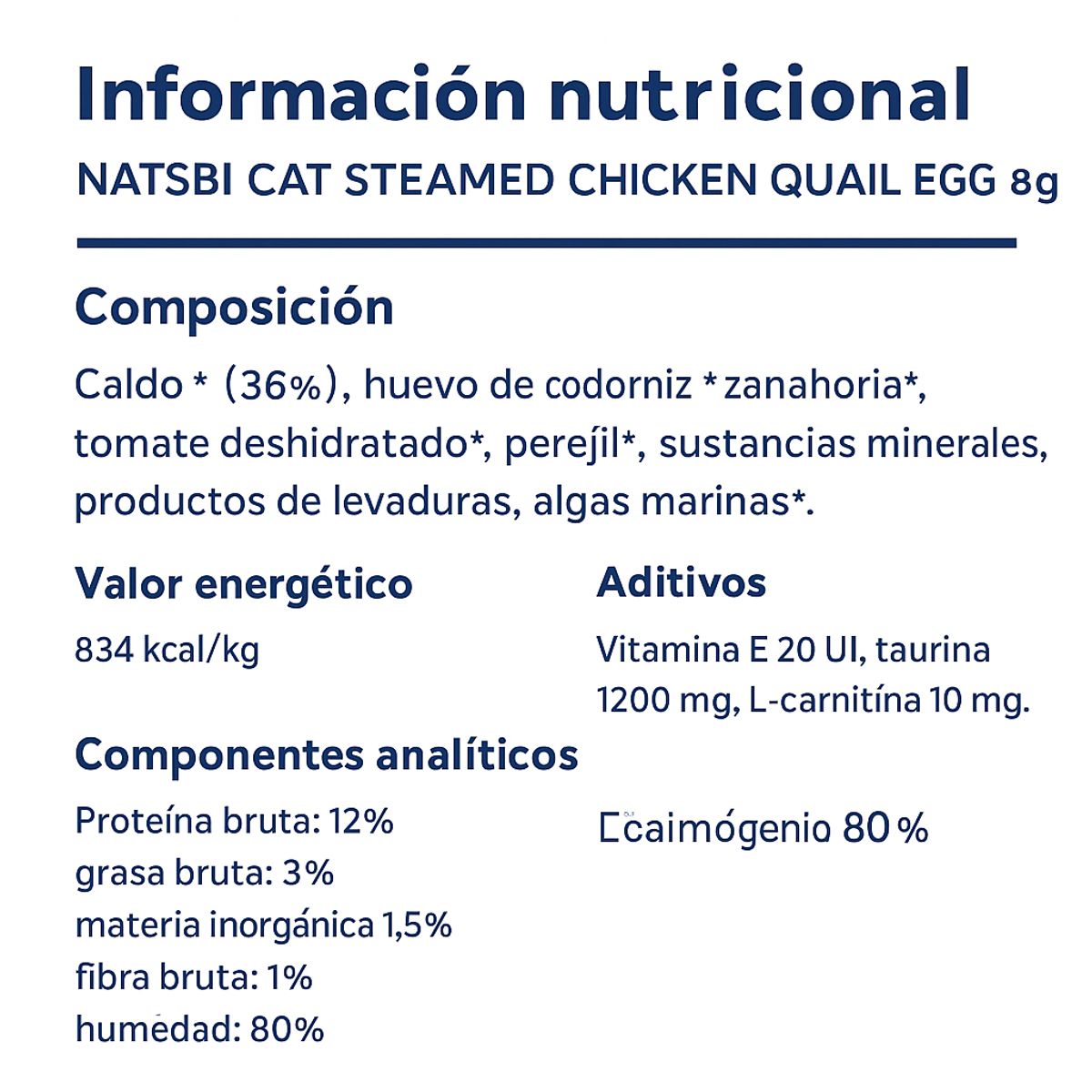 CATLIKE - Alimento Para Gato Al Vapor Natsbi Pollo Y Huevo 80g