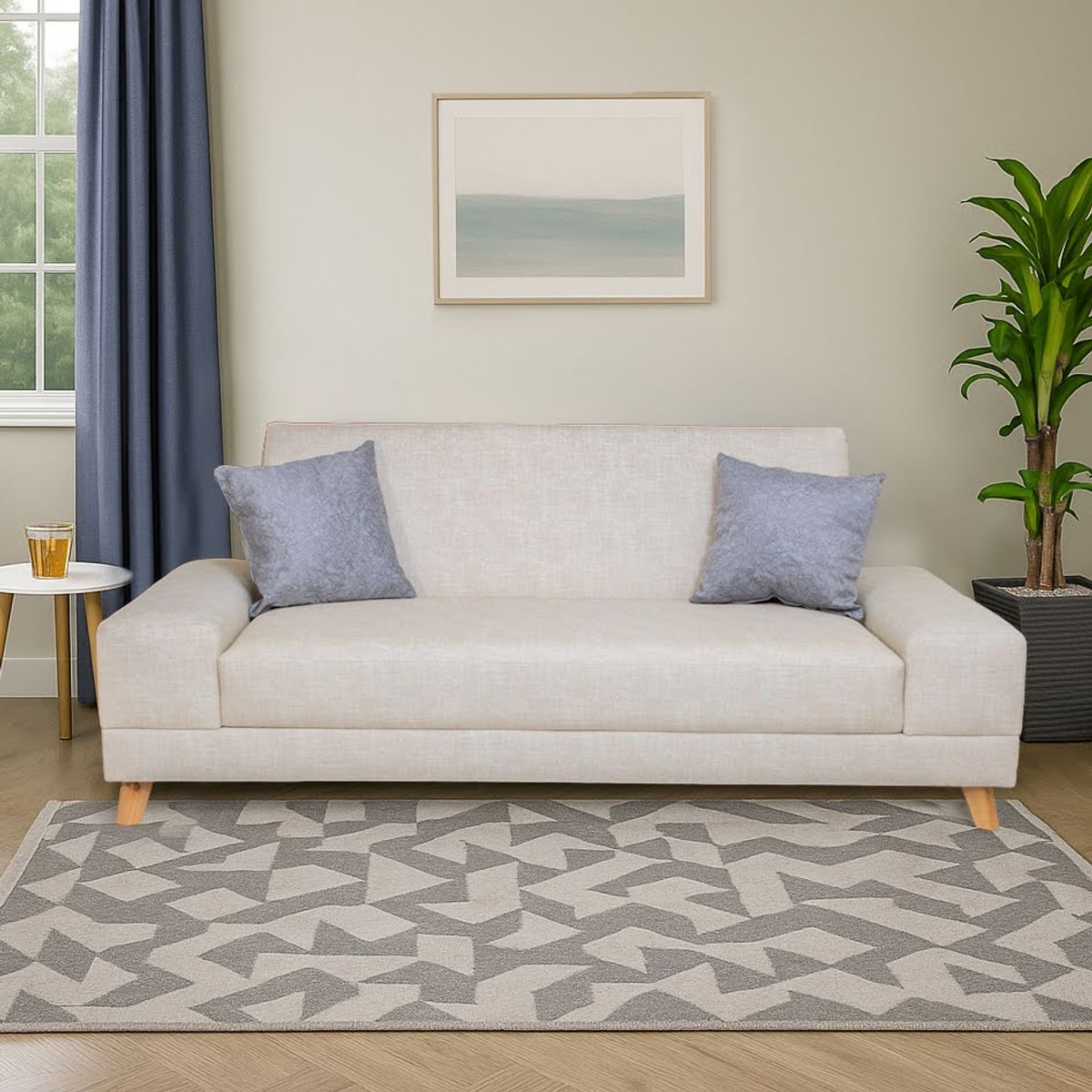 GENERICO - Sofá Cama Primavera Sintético BEIGE de alta resistencia + 2 Cojines