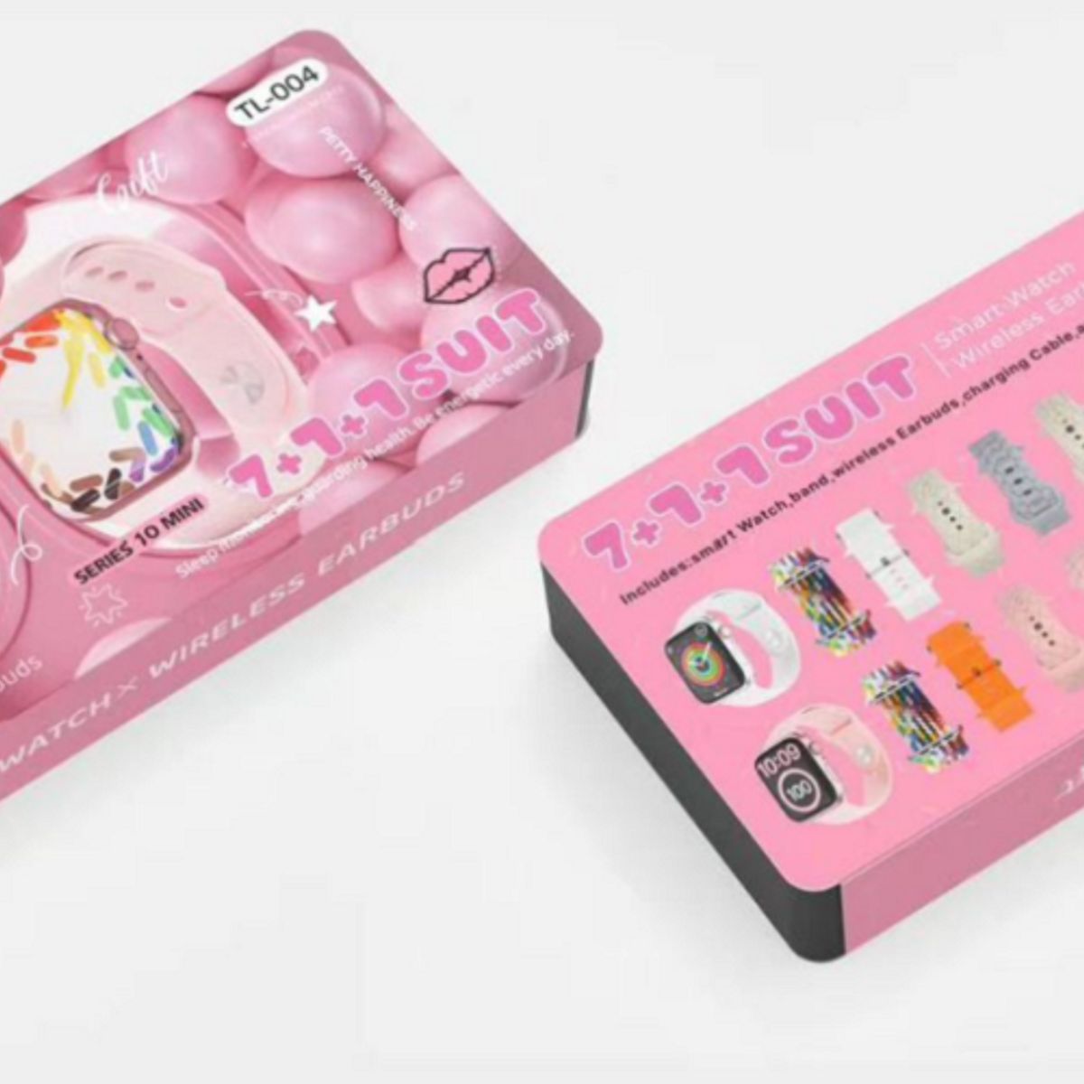 GENERICO - Combo Smartwatch Reloj Audifonos Rosado