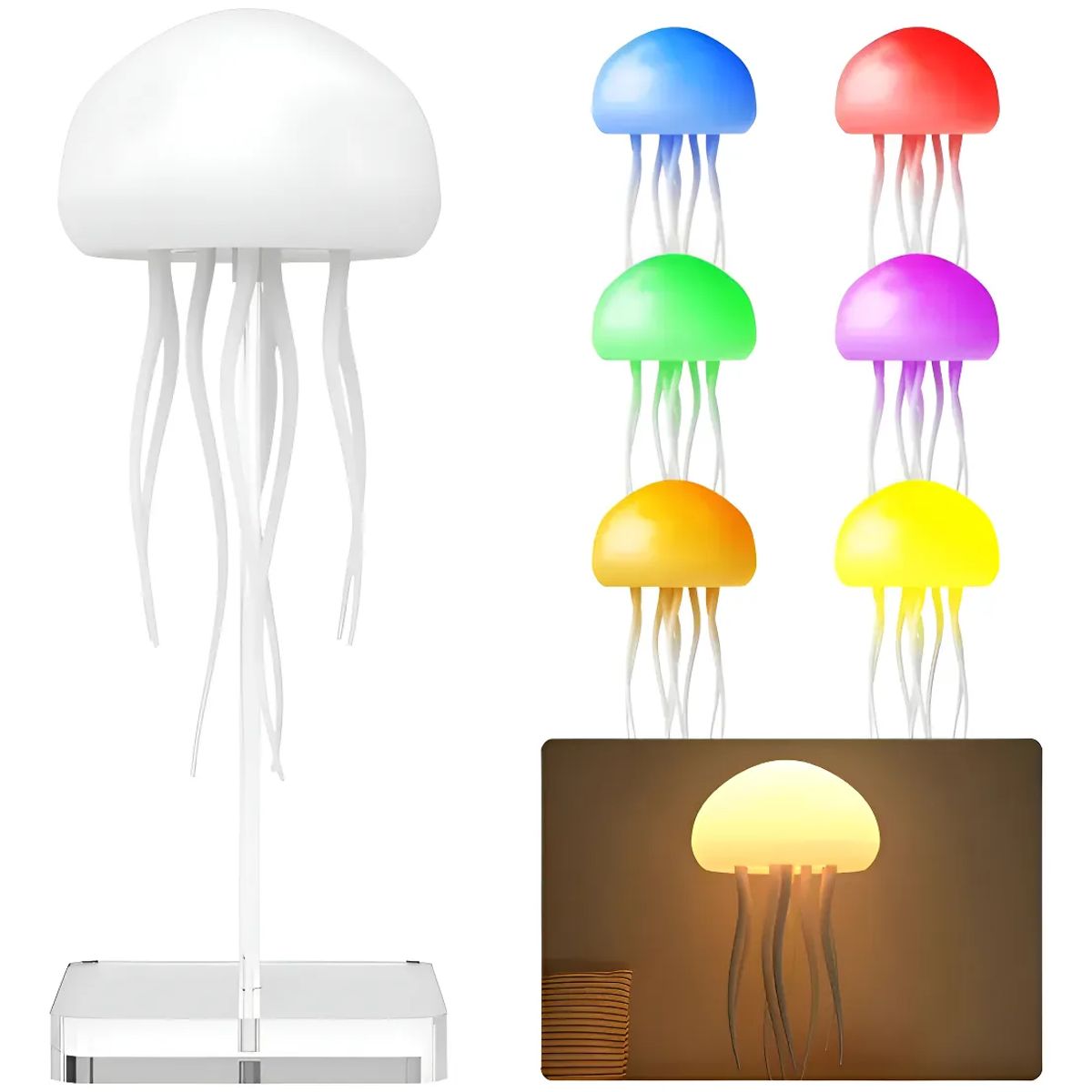 MILOPTS - Lámpara Medusa Con Movimiento Y Luz Activada 17 Colores Rgb