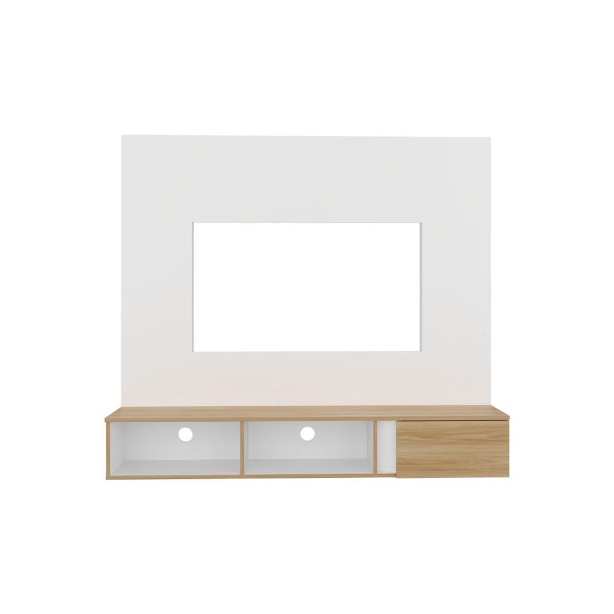 RTA DESIGN - Panel para TV Light, Blanco Duqueza y Fresno Europeo,  Televisor de 65"