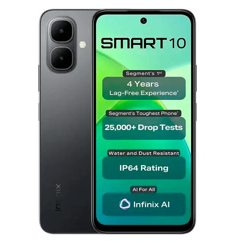 INFINIX - Celular Infinix Smart 10 64GB 3GB Ampliable a 6GB Negro