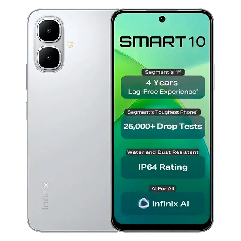 INFINIX - Celular Infinix Smart 10 64GB 3GB Ampliable a 6GB Plata