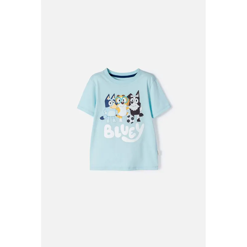 BLUEY - Camiseta de Bluey azul manga corta para niño 2T a 6T