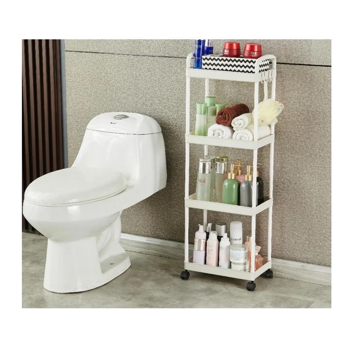 GENERAL - Carro Organizador Ruedas 4 Niveles Multiuso SA-039 Blanco