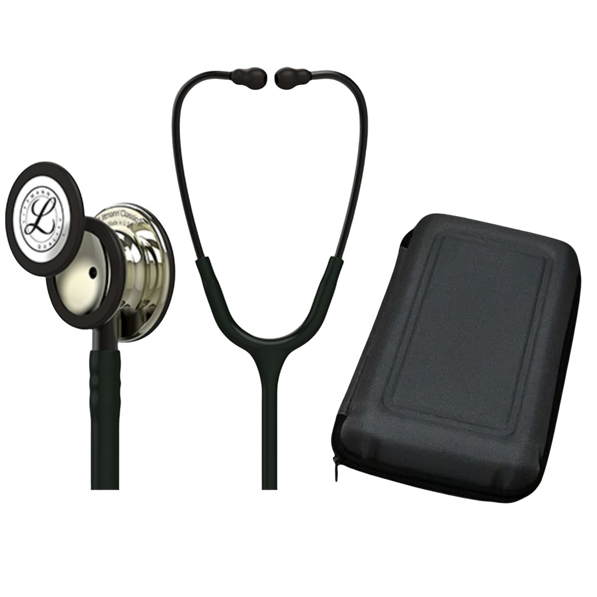 LITTMANN - Fonendoscopio Littmann Classic III Black Champaña 5861 + Estuche Rigido