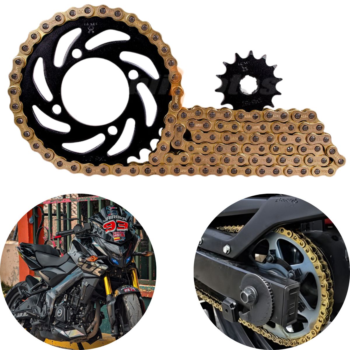 REVO - Kit arrastre revo moto pulsar ns200 cadena orrinada completo