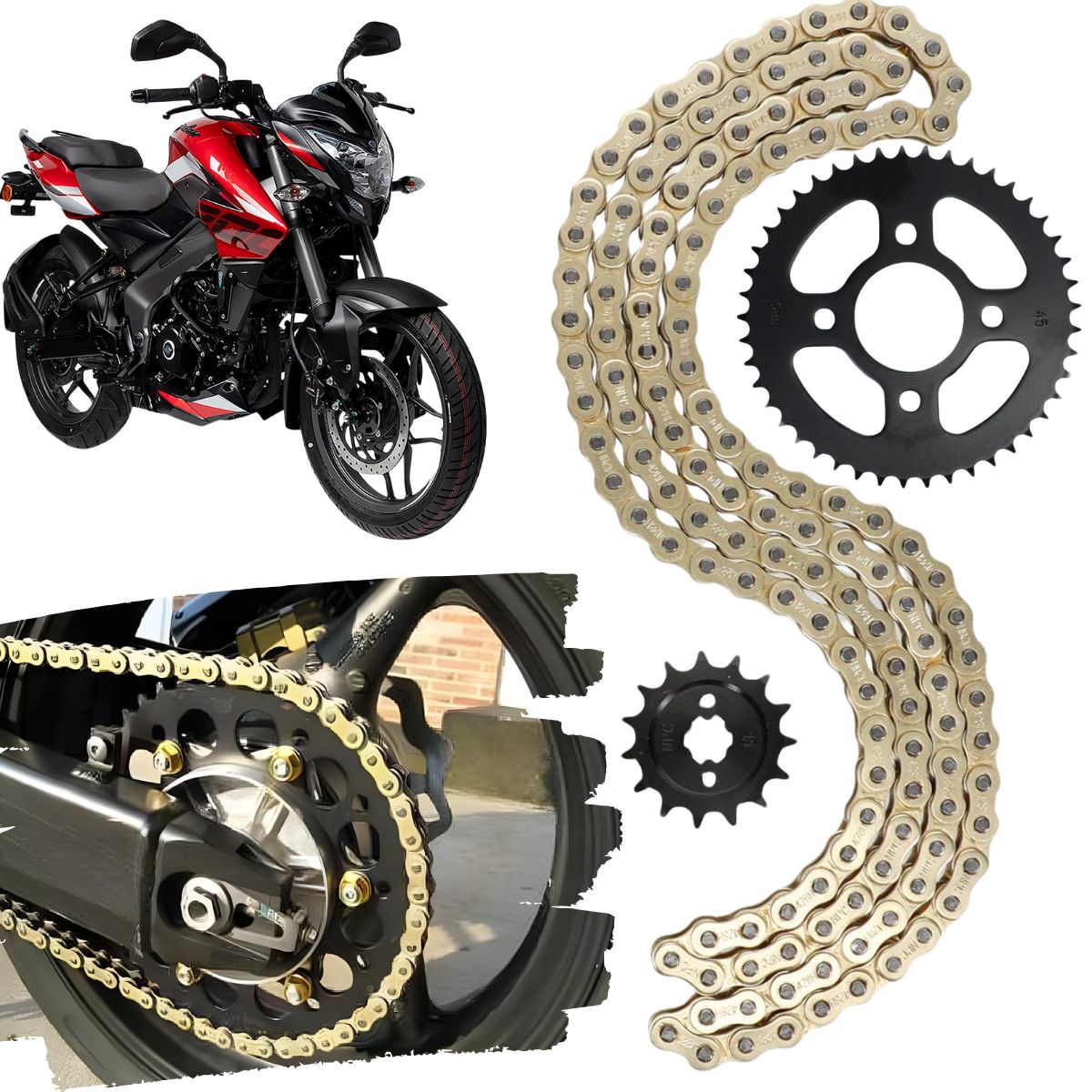 REVO - Kit arrastre revo moto pulsar ns200 cadena orrinada completo