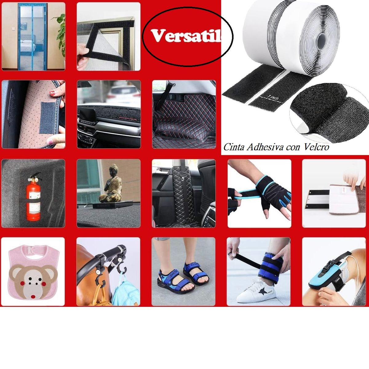 CHINA - Cinta Adhesiva Fuerte Con Velcro Doble Cara 1 Pulgada x 1 Mtro
