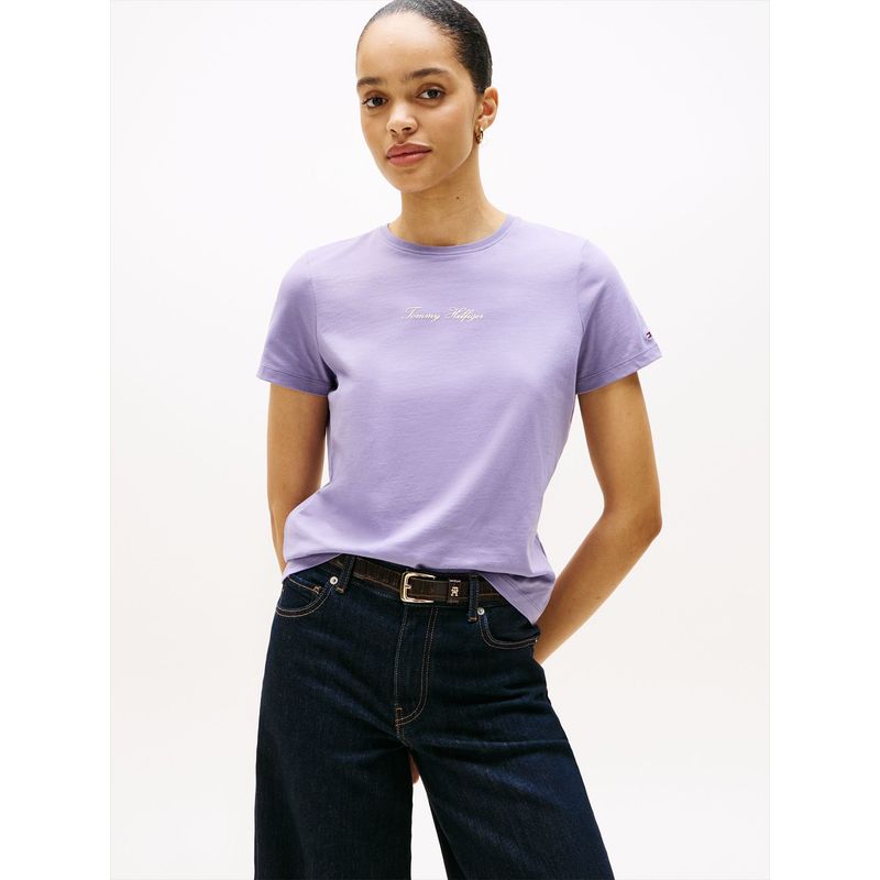 TOMMY HILFIGER - Camiseta purpura con logo texturizado Tommy Hilfiger