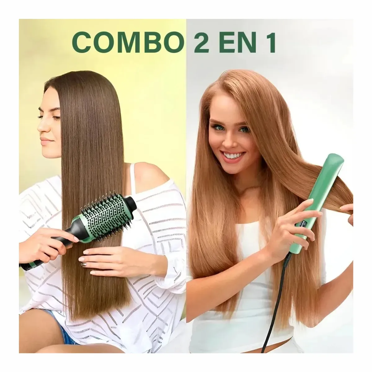 NOVA - COMBO Cepillo Secador Plancha Infusion Aguacate Alisador Pronova