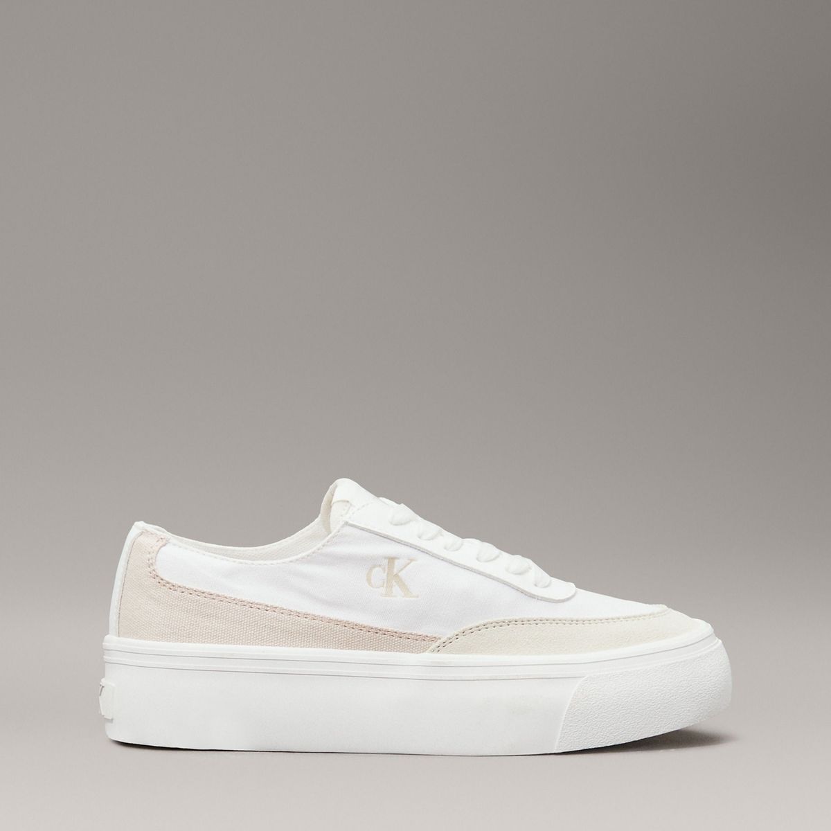 CALVIN KLEIN - Tenis blanco de lona con plataforma Calvin Klein