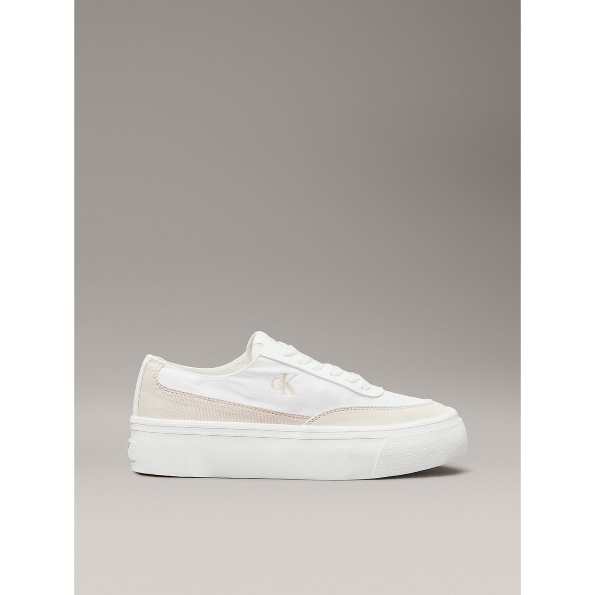 CALVIN KLEIN - Tenis blanco de lona con plataforma Calvin Klein