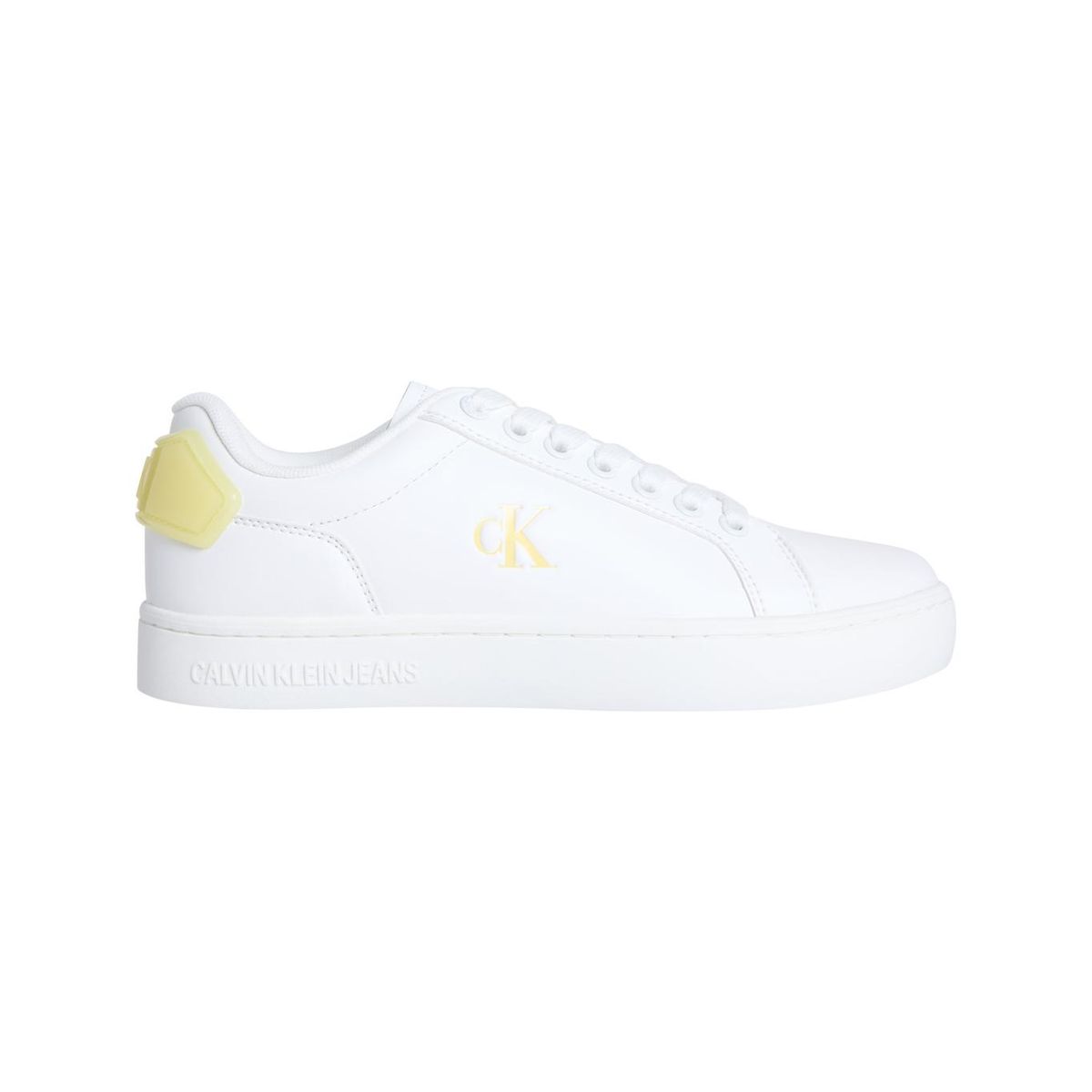 CALVIN KLEIN - Tenis blanco classic cupsole de cuero con parche Calvin Klein