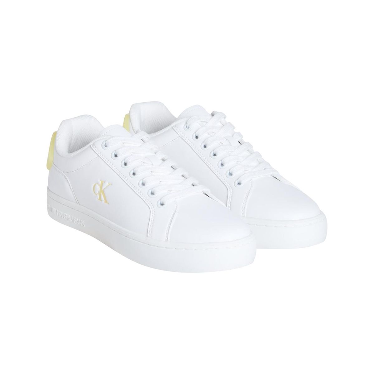 CALVIN KLEIN - Tenis blanco classic cupsole de cuero con parche Calvin Klein
