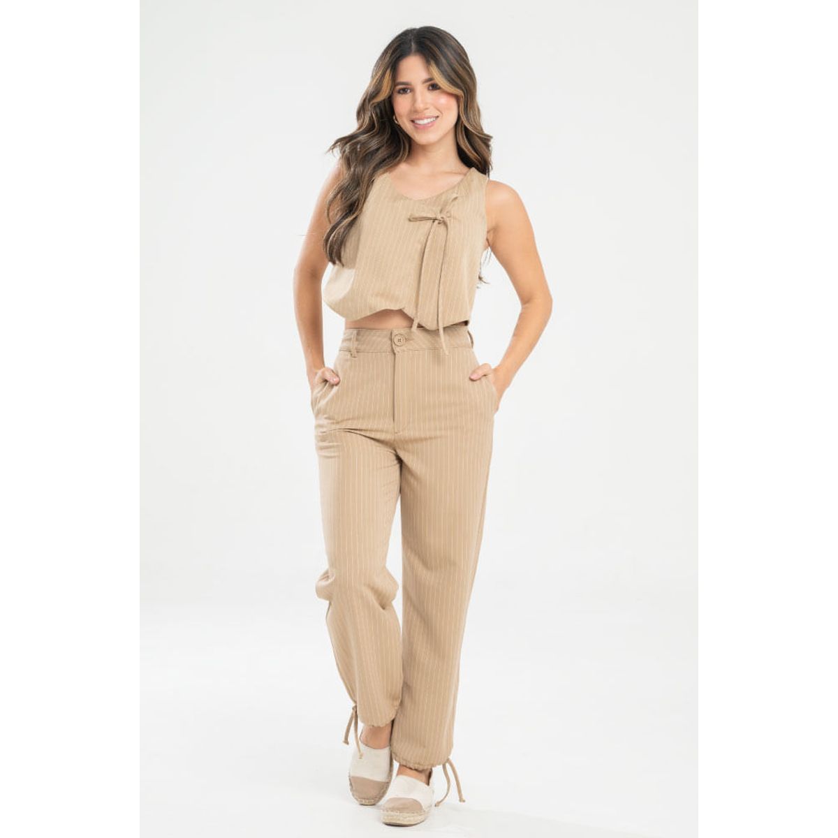 RAGGED - Chaleco raya tiza Beige medio Ragged