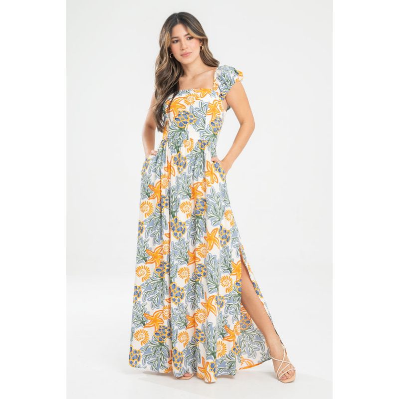 RAGGED - Vestido largo harlize Marfil Ragged