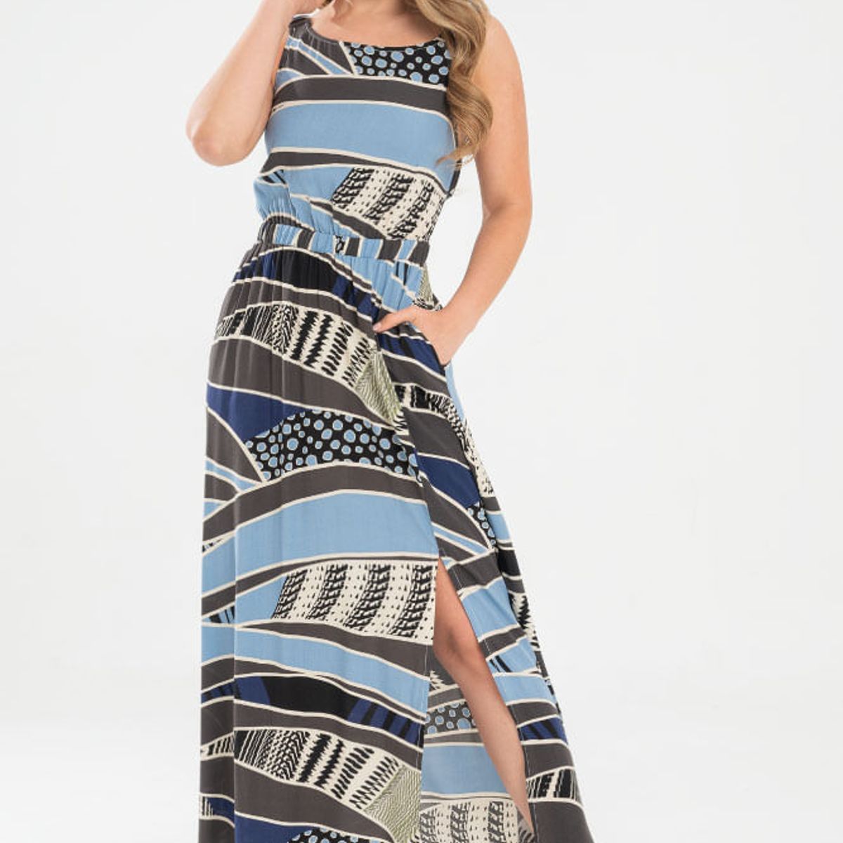 RAGGED - Vestido largo beckett Azul medio Ragged