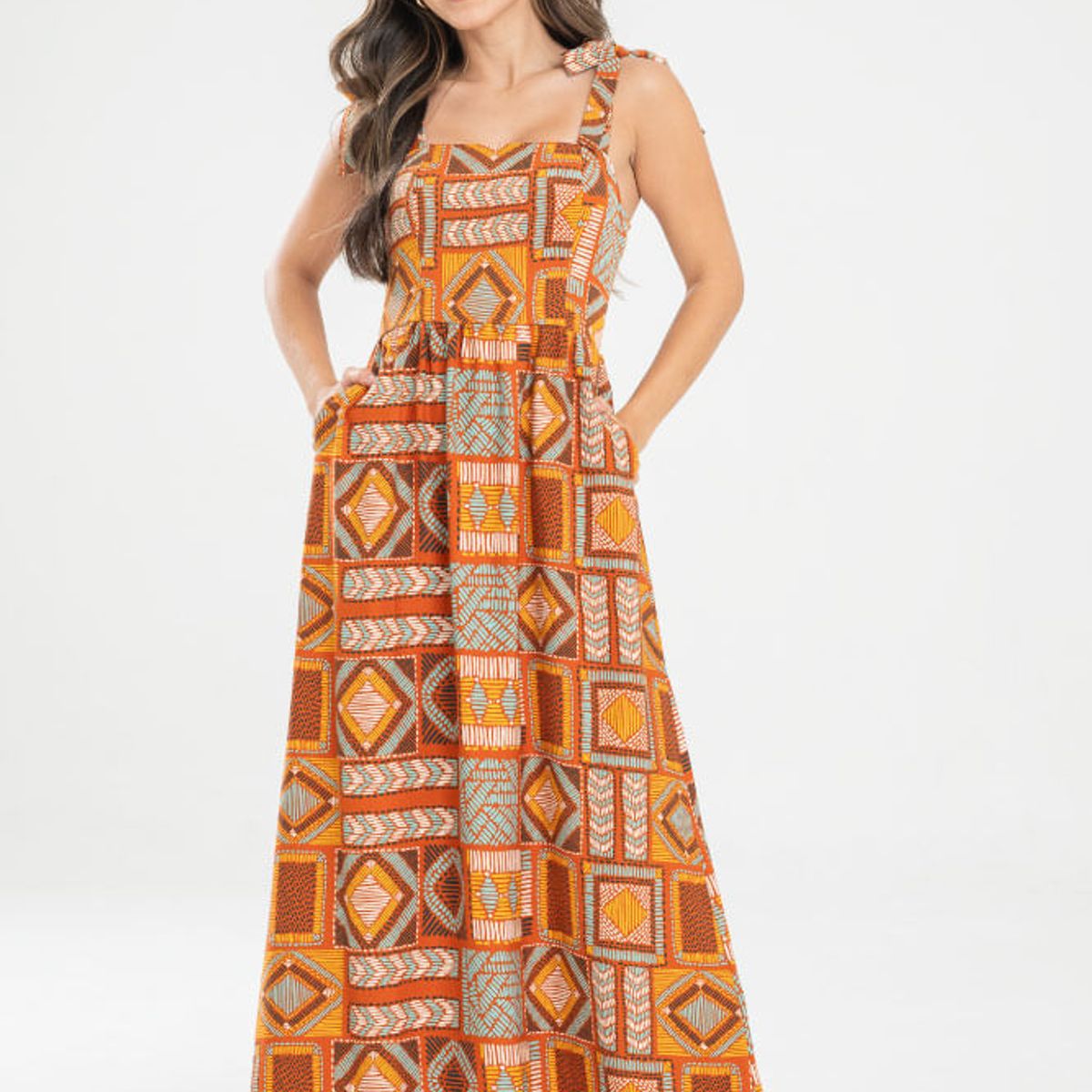 RAGGED - Vestido largo stallion Cobre Ragged