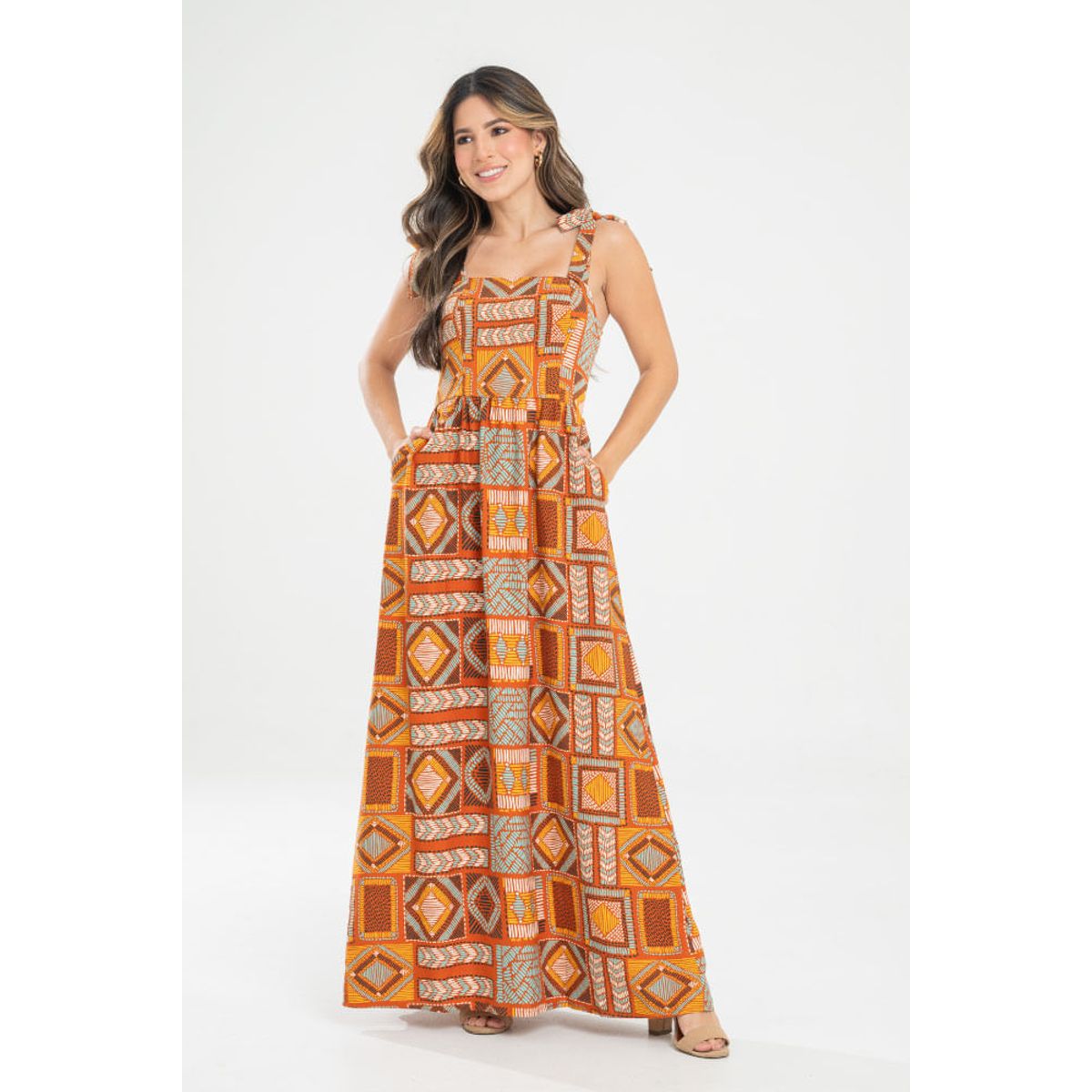 RAGGED - Vestido largo stallion Cobre Ragged