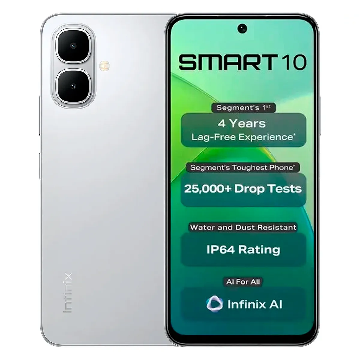 INFINIX - Celular Infinix Smart 10 128GB 4GB Ampliable a 8GB Plata