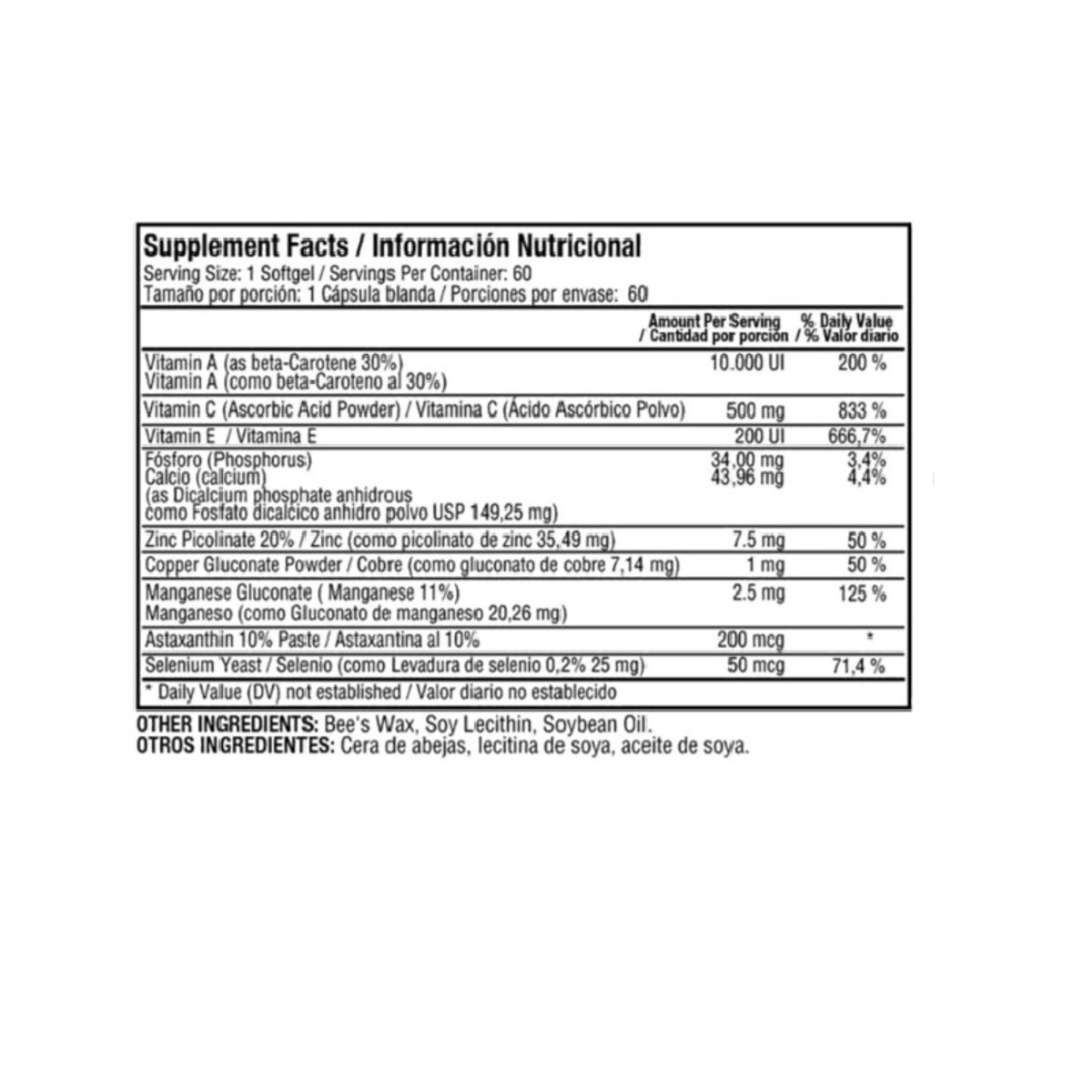 HEALTHY AMERICA - SUPLEMENTO CON ASTAXANTINA Y VITAMINAS X 60 SOFTGELS/ BIOXIN