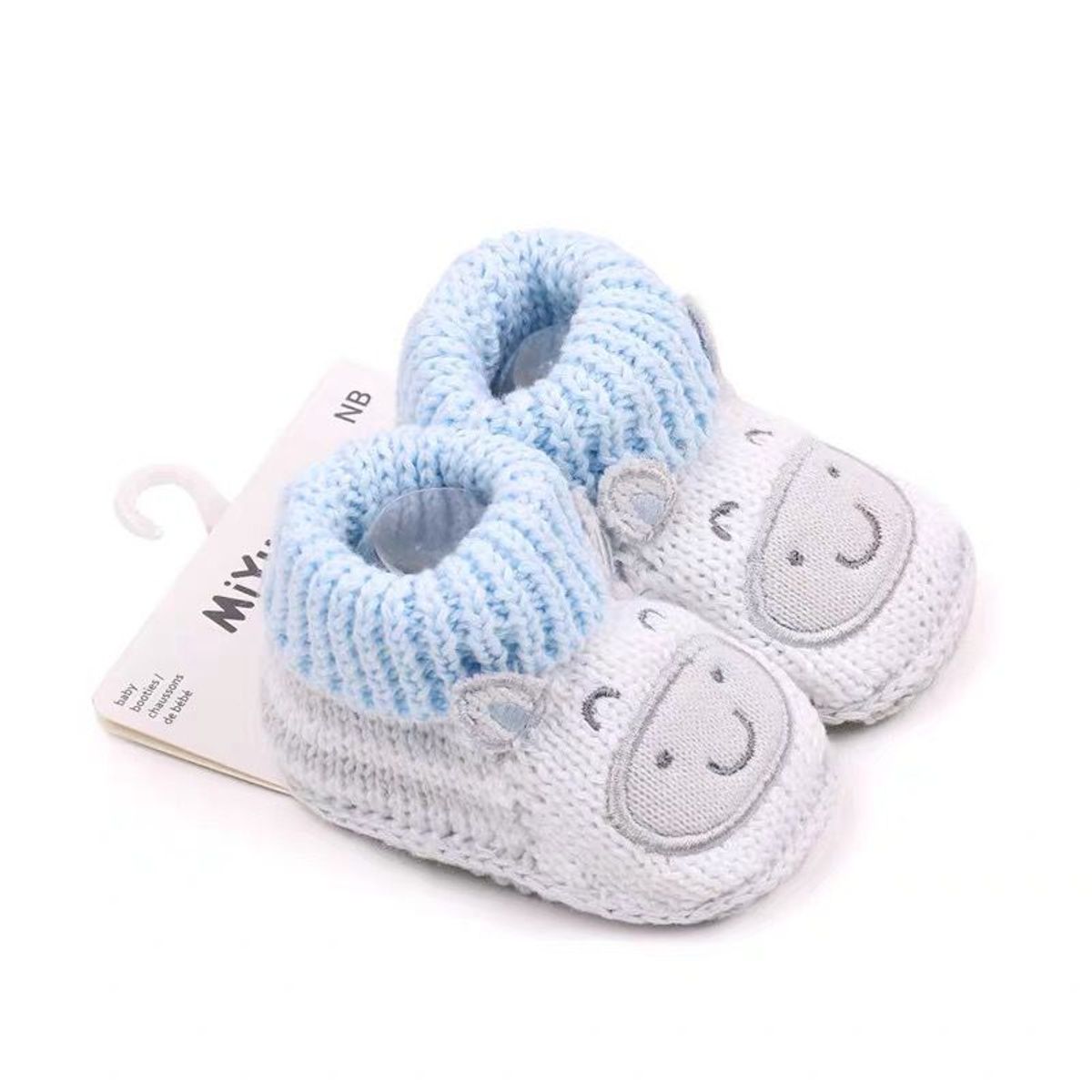 GENERICO - Medias Zapato Tejido para Bebé 0-6 Meses Gris