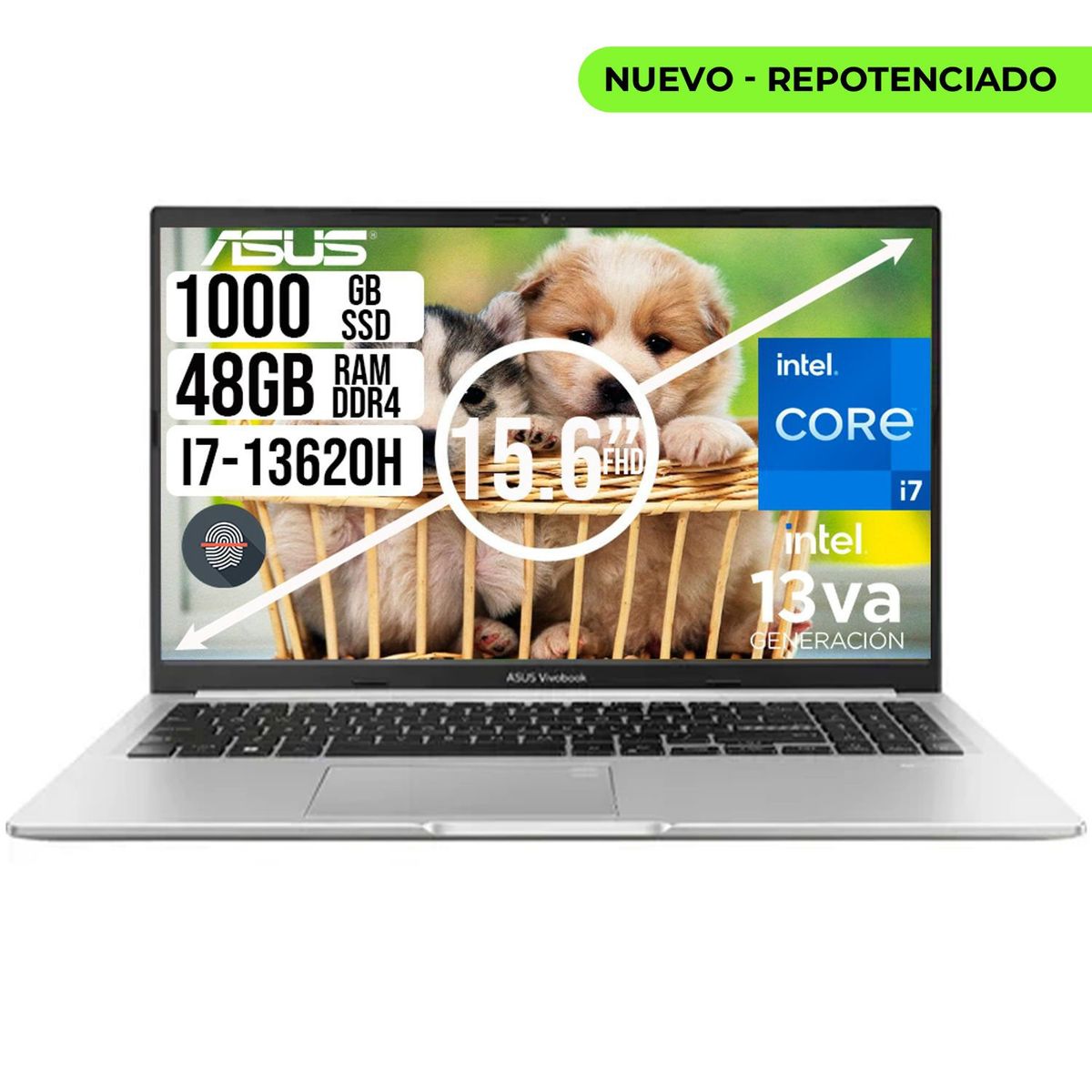 ASUS - PORTATIL ASUS VIVOBOOK INTEL I7-13620H SSD 1TB RAM 48GB LCD 15,6 FHD