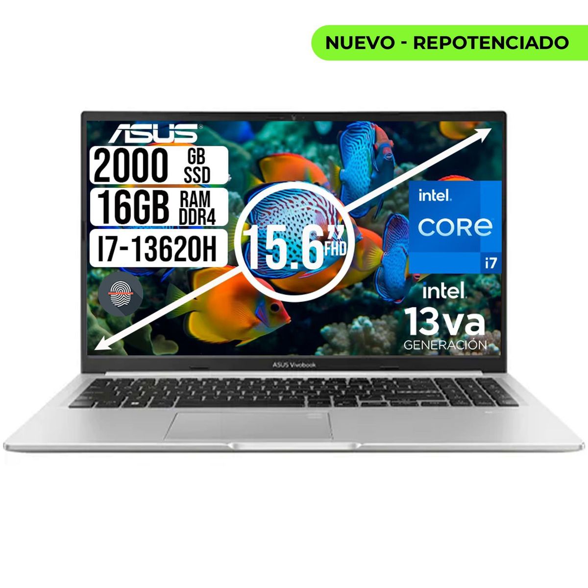 ASUS - PORTATIL ASUS VIVOBOOK INTEL I7-13620H SSD 2TB RAM 16GB LCD 15,6 FHD