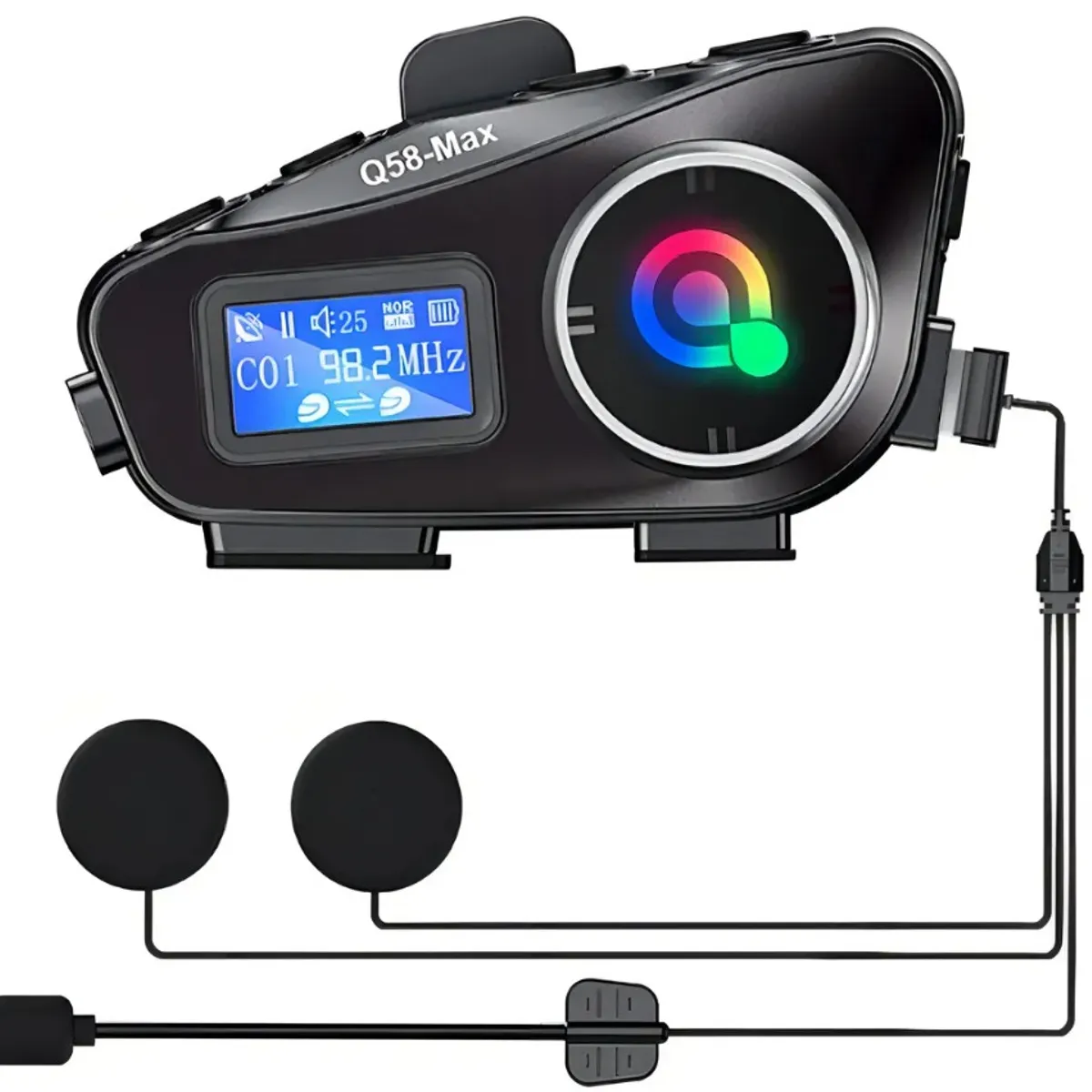 GENERICO - Intercomunicador Para Moto Q58 Rgb Musica Bluetooth 25 Horas